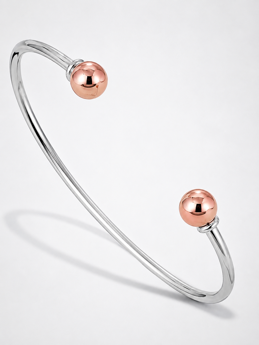 14KT ROSE BEADS ELEGANT OPEN BANGLE BRACELET