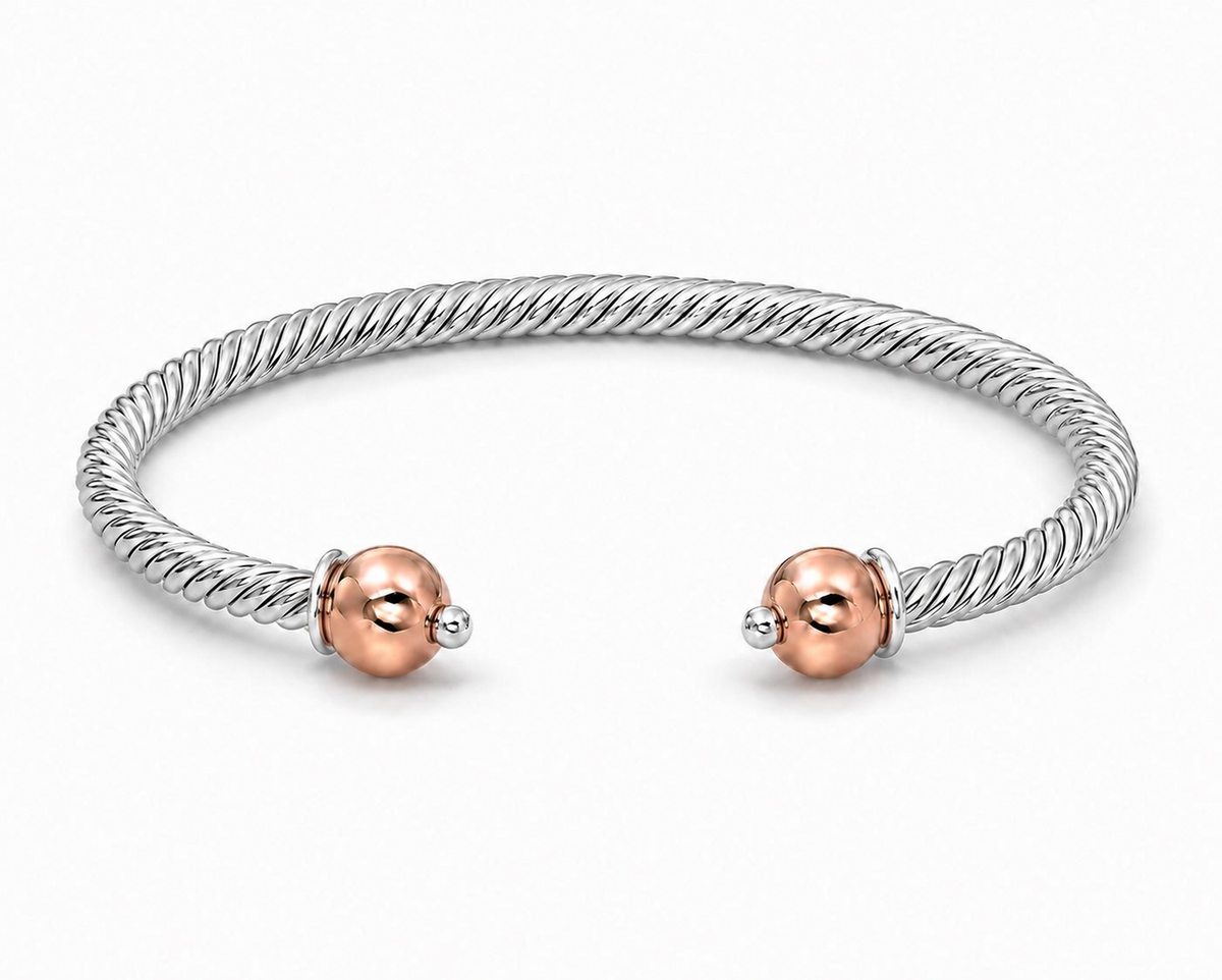 14KT ROSE GOLD INTRICATE TWISTED CABLE CUFF (XS-S)