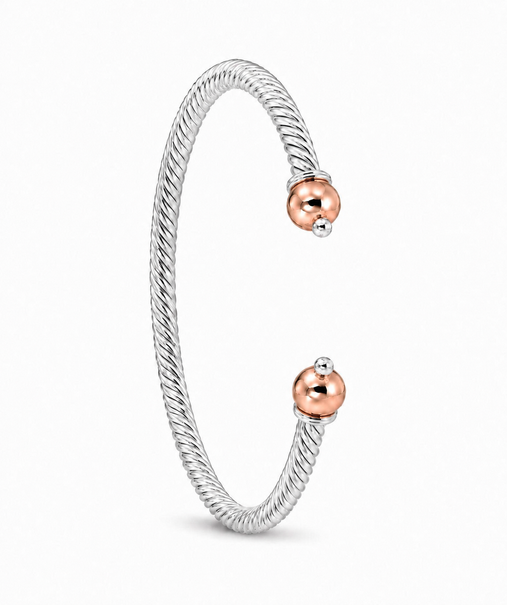14KT ROSE GOLD INTRICATE TWISTED CABLE CUFF (XS-S)