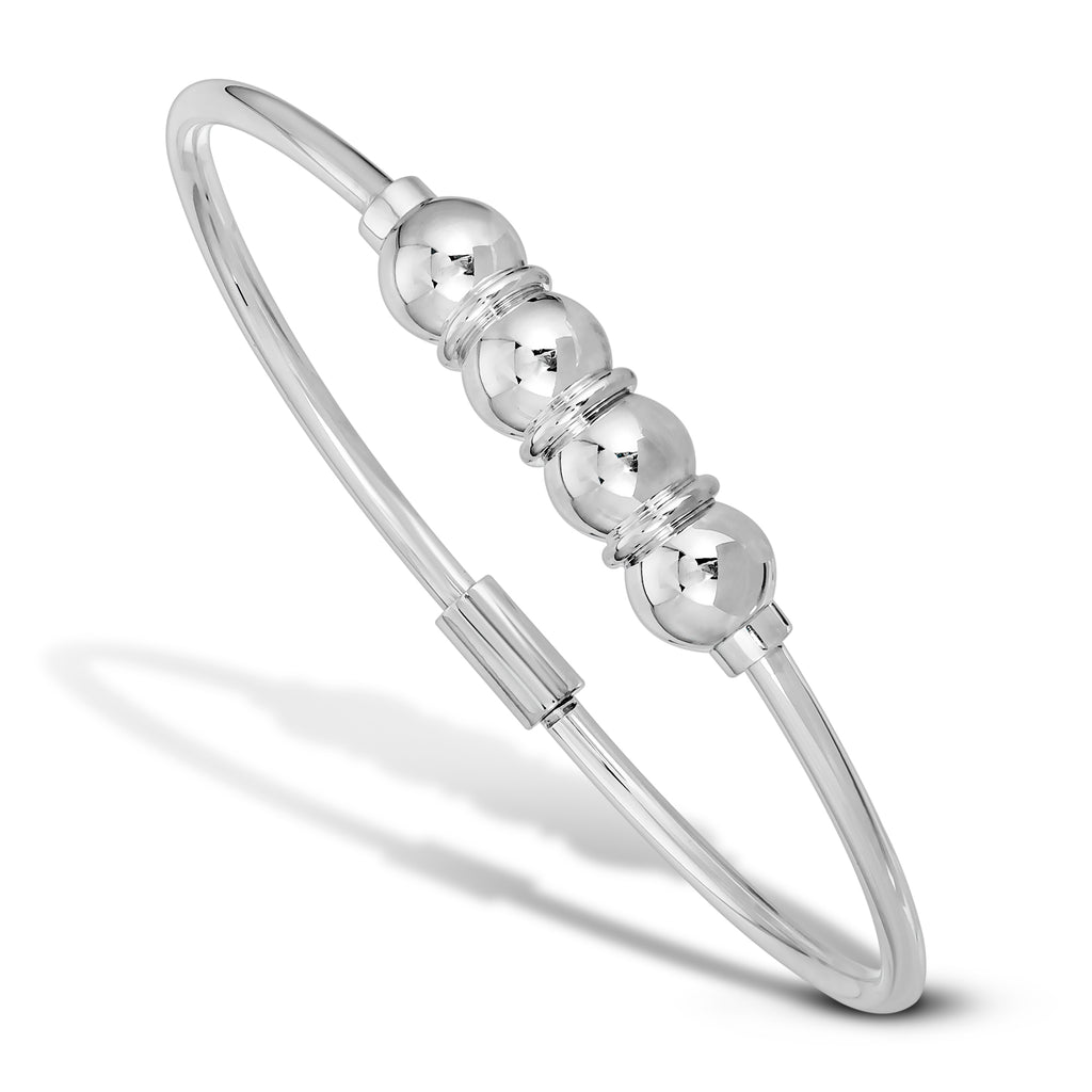STERLING SILVER  ELEGANT & CLASSIC FOUR BEADS BANGLE