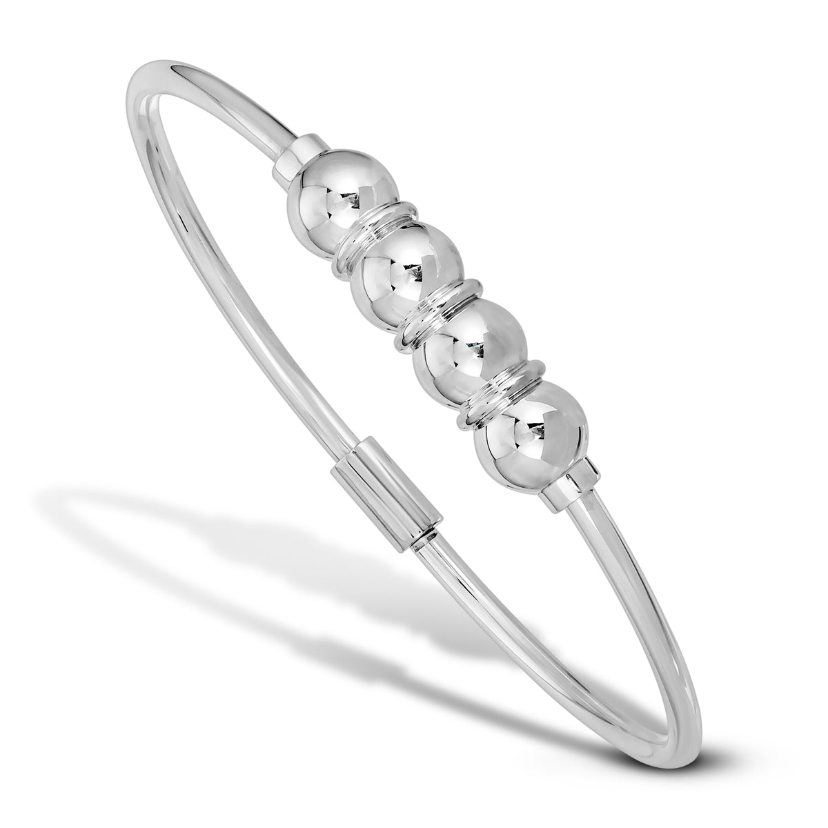 STERLING SILVER  ELEGANT & CLASSIC FOUR BEADS BANGLE
