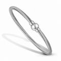 ALL STERLING SILVER INTRICATE CABLE CASTED BEAD BRACELET