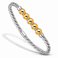14KT YELLOW CLASSIC TWISTED FIVE BEAD CABLE BANGLE- CLASP AT THE BOTTOM.