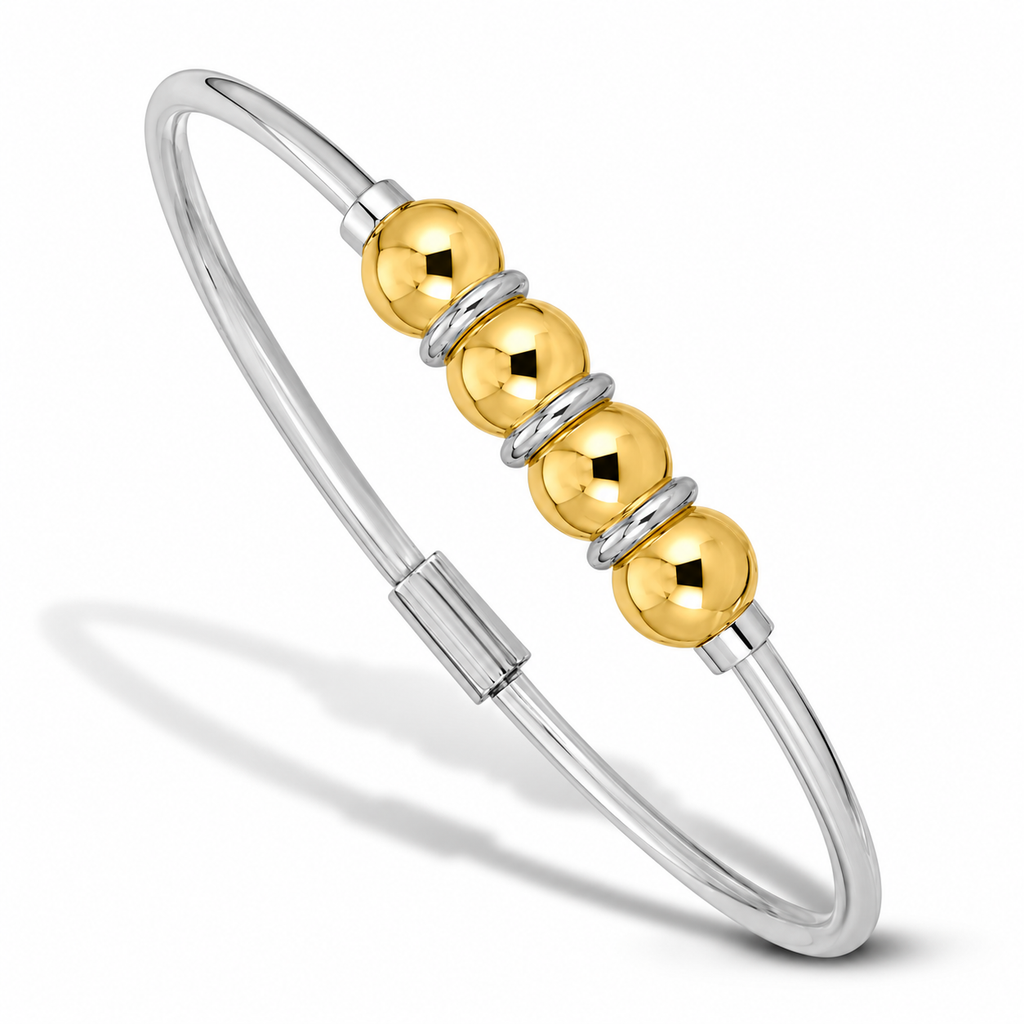 14KT YELLOW ELEGANT & CLASSIC FOUR BEADS BANGLE BTM