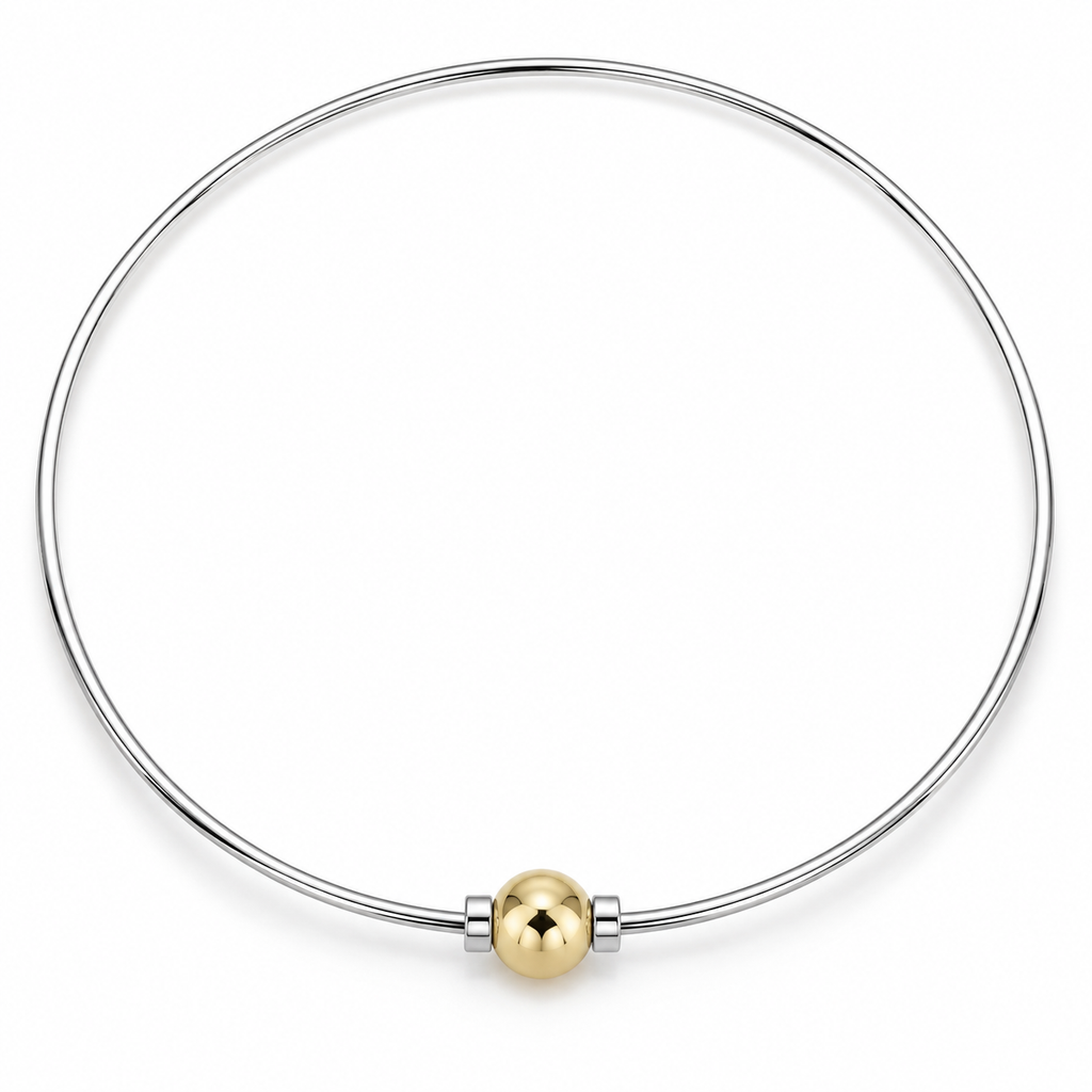 14 KT YELLOW CLASSIC COLLAR SINGLE BEAD  "17 inch"