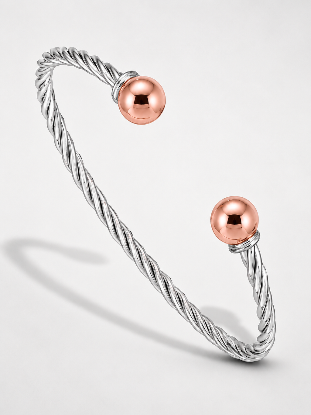 14KT ROSE GOLD CLASSIC TWISTED CABLE CUFF-NO TIP