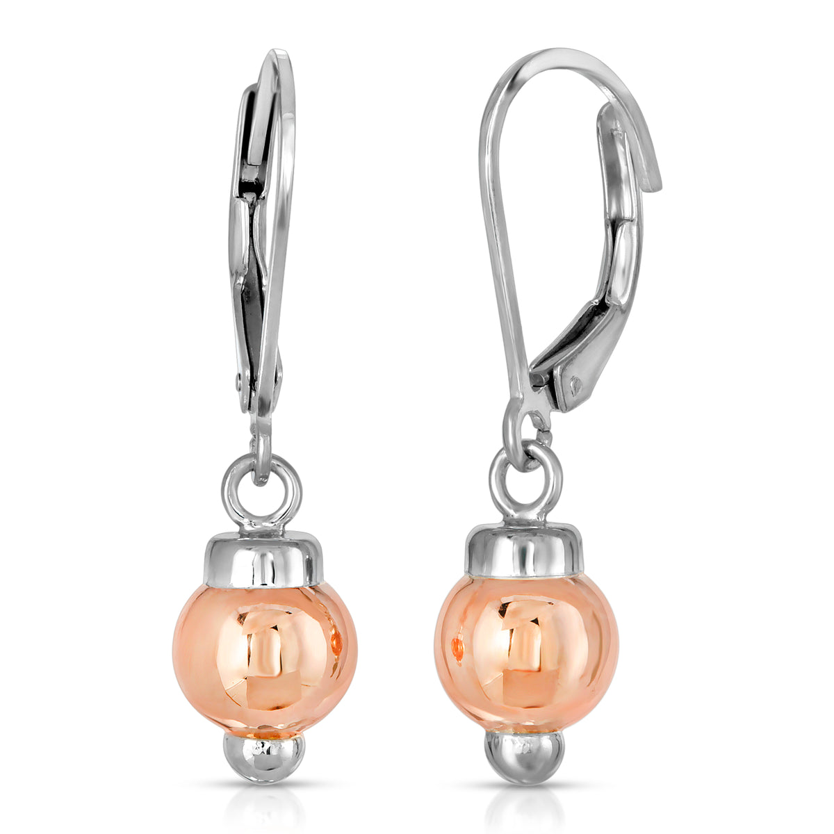 14KT ROSE BEADS & SILVER DROP EARRING