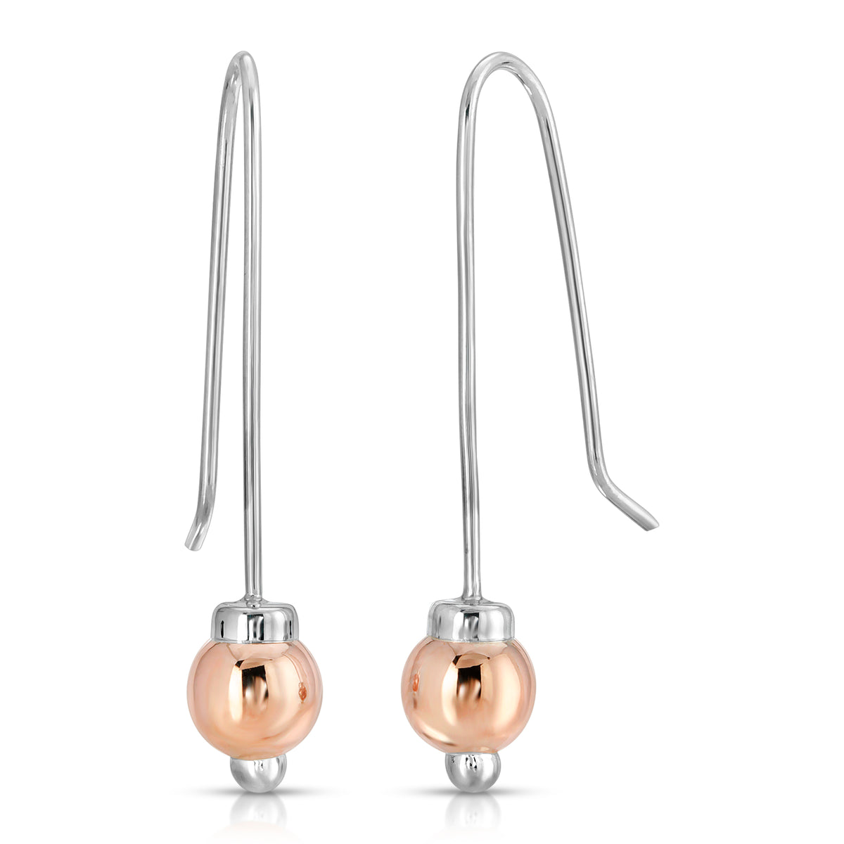14KT ROSE GOLD BEADS & OPEN HOOK EARRINGS