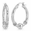 Wrapped Sterling Silver Hoop Earrings — Medium