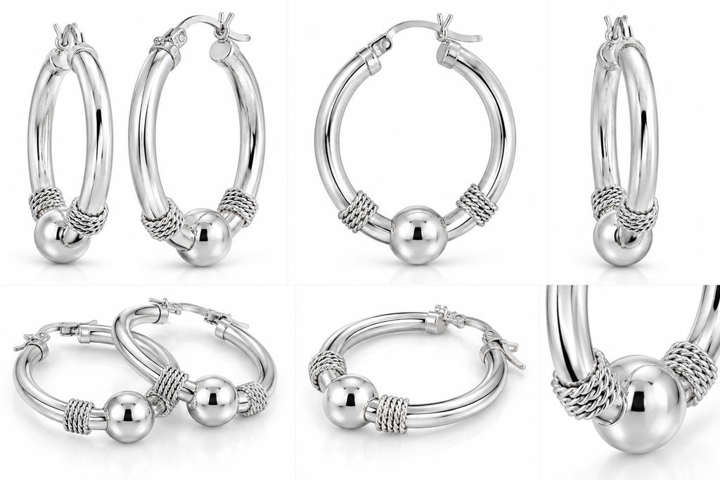 Wrapped Sterling Silver Hoop Earrings — Medium