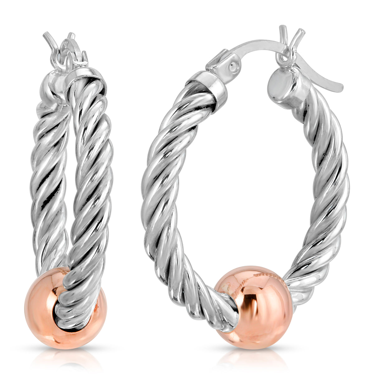 14KT ROSE GOLD SIGNATURE TWISTED CABLE HOOP EARRING (S)
