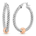 14KT ROSE GOLD SIGNATURE TWISTED CABLE HOOP EARRING(M)