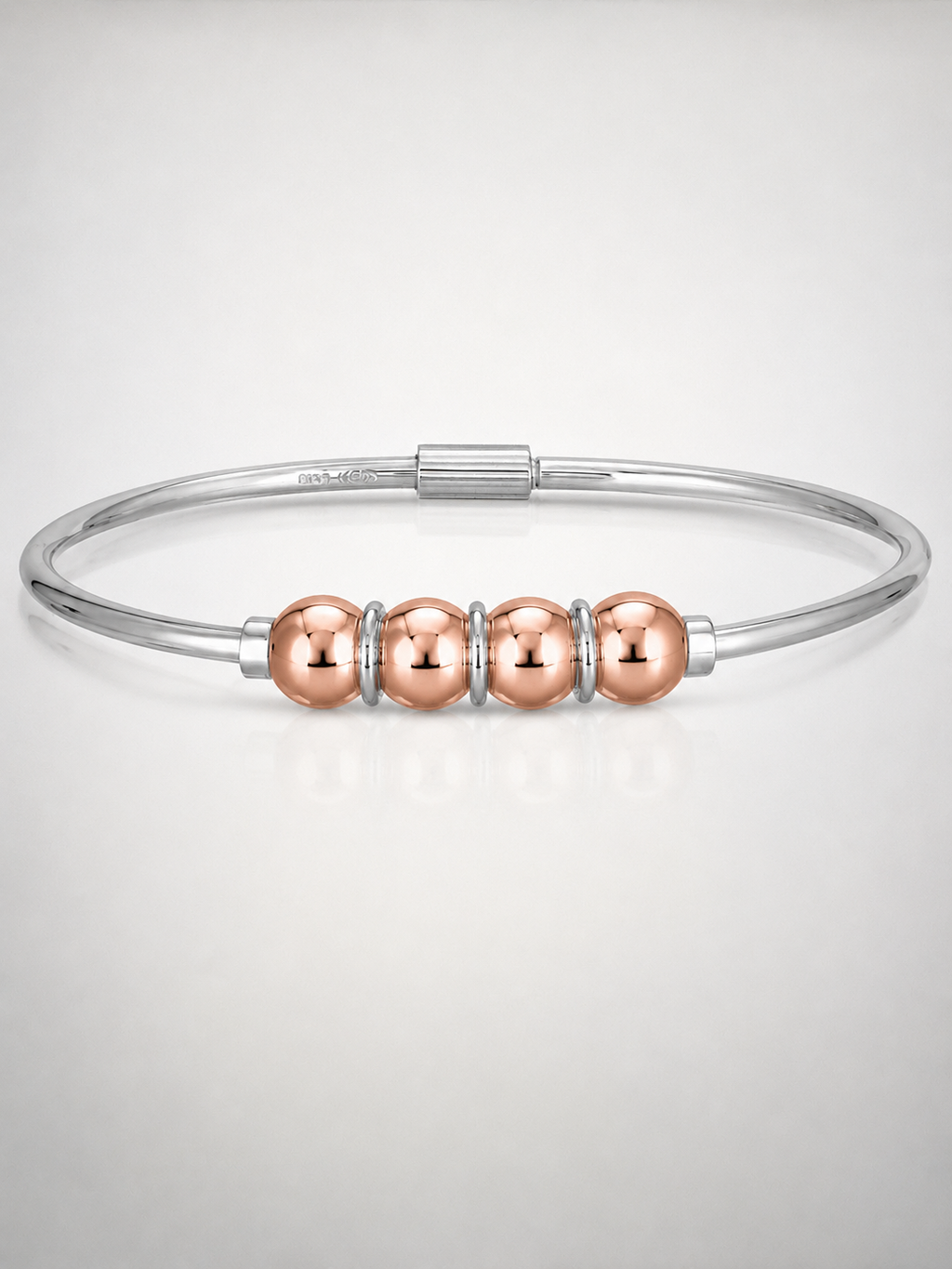 14KT ROSE GOLD ELEGANT & CLASSIC  FOUR BEADS BANGLE