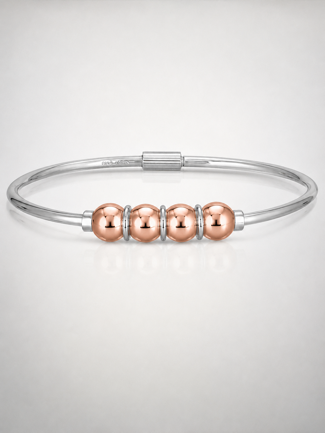 14KT ROSE GOLD ELEGANT & CLASSIC  FOUR BEADS BANGLE