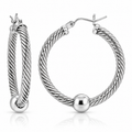ALL STERLING SILVER INTRICATE CABLE HOOP EARRINGS (S)